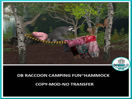 Second Life Marketplace - DB RACCOON CAMPING FUN~HAMMOCK add me